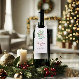 Weihnachten im Wasserfarben - Heilige Berries Flaschenanhänger