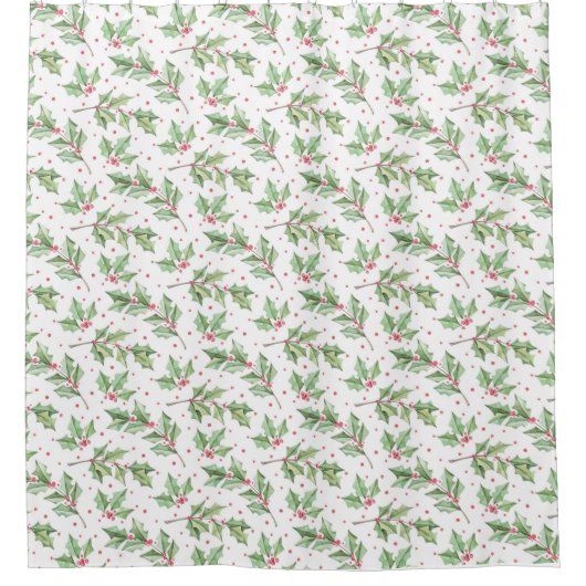 Weihnachten im Wasserfarben Holly Berries Botanica Duschvorhang (Vorderseite)