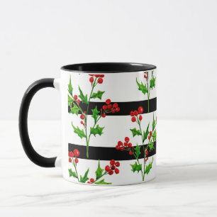 Weihnachten im Wasserfarben Holly Modern Strip Pat Tasse