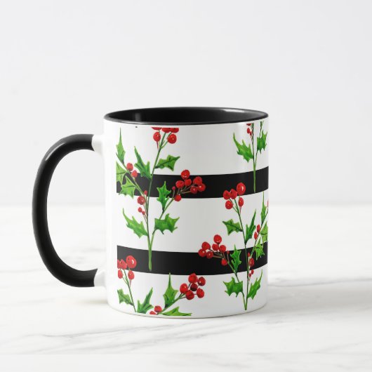 Weihnachten im Wasserfarben Holly Modern Strip Pat Tasse (Links)