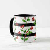 Weihnachten im Wasserfarben Holly Modern Strip Pat Tasse (Vorderseite Links)