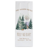 Weihnachten im Wasserfarbenwald Geschenktüte Für Weinflaschen (Vorderseite)