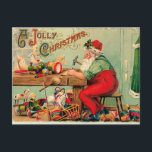 Weihnachten im Weihnachtswerkstatt<br><div class="desc">Vintage Abbildung des Weihnachtsmannes in seiner Werkstatt.</div>