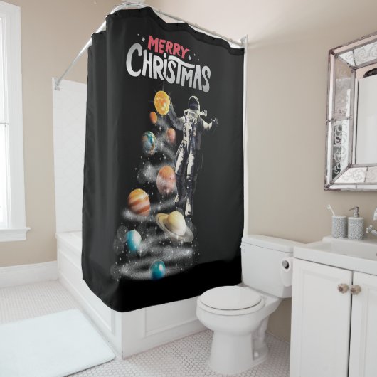 Weihnachten im Weltraumsolarsystem Astronaut Invit Duschvorhang (Beispiel)