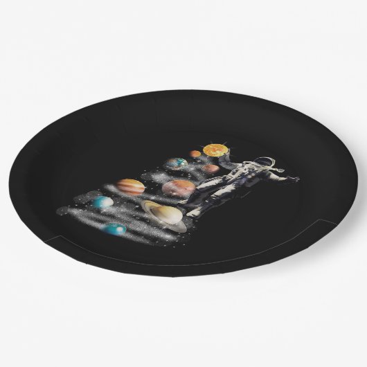 Weihnachten im Weltraumsolarsystem Astronaut Invit Pappteller (Schrägansicht)