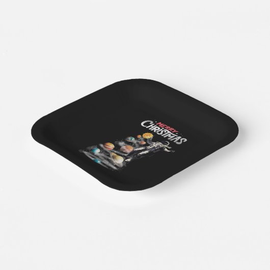 Weihnachten im Weltraumsolarsystem Astronaut Invit Pappteller (Gewinkelt)