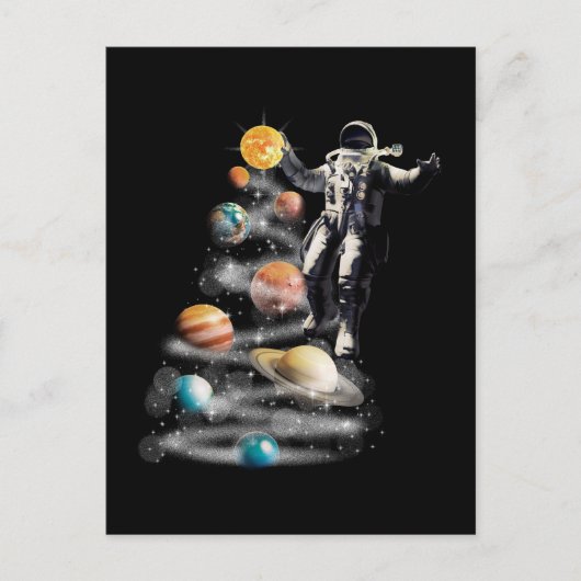 Weihnachten im Weltraumsolarsystem Astronaut Invit Postkarte (Vorderseite)
