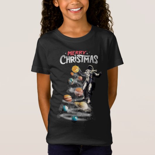 Weihnachten im Weltraumsolarsystem Astronaut Invit T-Shirt (Vorderseite)