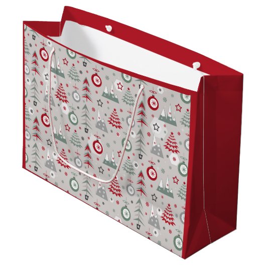 Weihnachten im Winter. Große Geschenktüte (Vorderseite Schrägansicht)