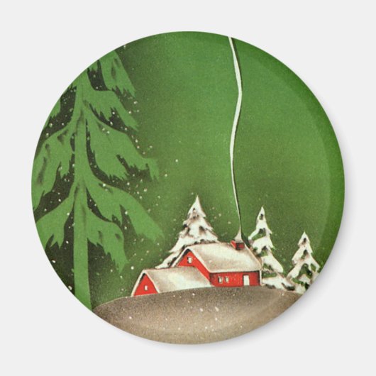 Weihnachten im Winter, Haus im Wald im Winter Schn Magnet (Vorne)