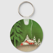 Weihnachten im Winter, Haus im Wald im Winter Schn Schlüsselanhänger (Vorderseite)