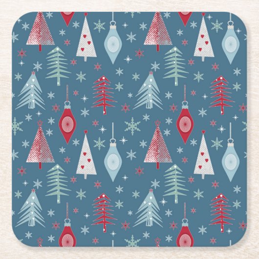 Weihnachten im Winter. Rechteckiger Pappuntersetzer (Vorderseite)