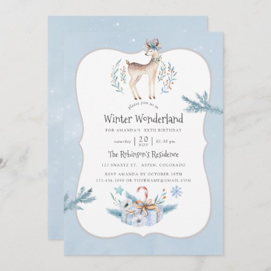 Weihnachten im Winter Weihnachten im Wasser Geburt Einladung (Vorne/Hinten)