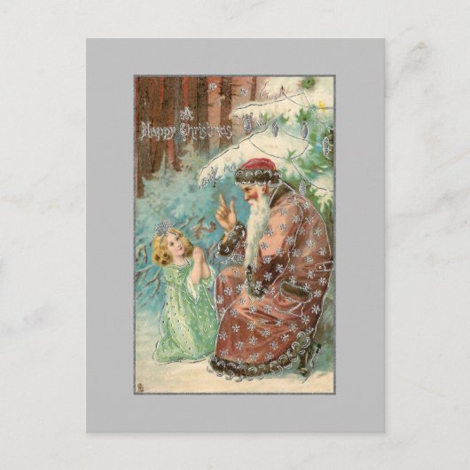 Weihnachten im Winterwald mit Engel Postkarte (Vorderseite)