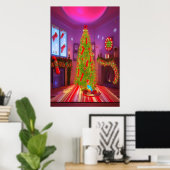 Weihnachten im Wohnzimmer | AI Art Poster (Heimbüro)