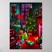 Weihnachten im Wohnzimmer | AI Art Poster (Vorne)