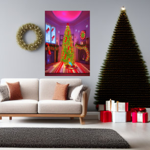 Weihnachten im Wohnzimmer   AI Art Poster