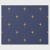 Weihnachten Imitate Gold Foil Star in Mitternacht Geschenkpapier (Flach)