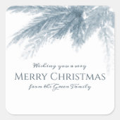 Weihnachten, immergrün, grün, im Winter grün Quadratischer Aufkleber (Vorderseite)