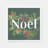 Weihnachten immergrüne Blätter und Beeren Urlaub Serviette (Vorderseite)