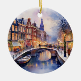 Weihnachten in Amsterdam Niederlande Wasserfarbe Keramik Ornament