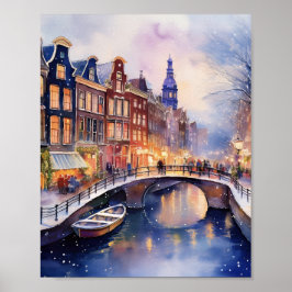 Weihnachten in Amsterdam Wasserfarbe Poster