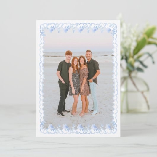 Weihnachten in Aquarellen Blau Grandmillennial (Stehend Vorderseite)