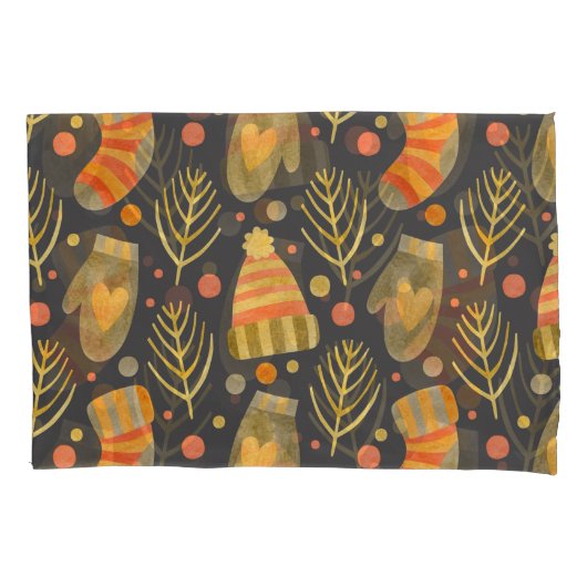 Weihnachten in Aquarellen: Feierliches nahtloses M Kissenbezug (Vorderseite)