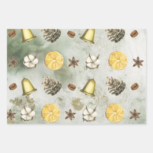 Weihnachten in Aquarellen. Geschenkpapier Set (Vorderseite 3)