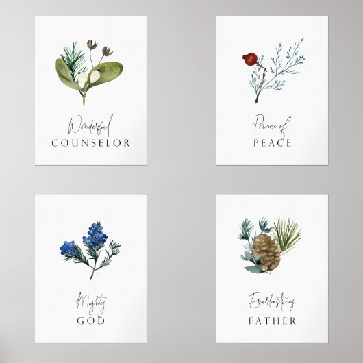 Weihnachten in Aquarellen Isiah 9:6 Bilderwand Sets (Vorderseite)