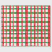 Weihnachten in Aquarellen kariert Geschenkpapier (Flach)