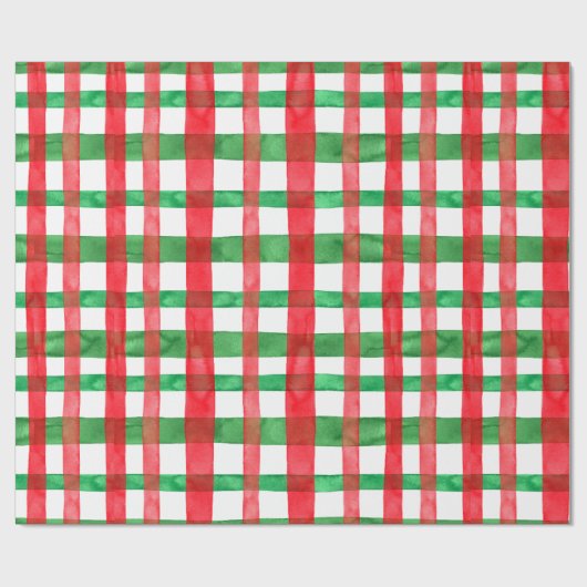 Weihnachten in Aquarellen kariert Geschenkpapier (Flach)