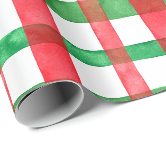 Weihnachten in Aquarellen kariert Geschenkpapier (Rolleneckpunkt)