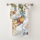 Weihnachten in Aquarellen Mit Monogramm Badhandtuch Set (Insitu)