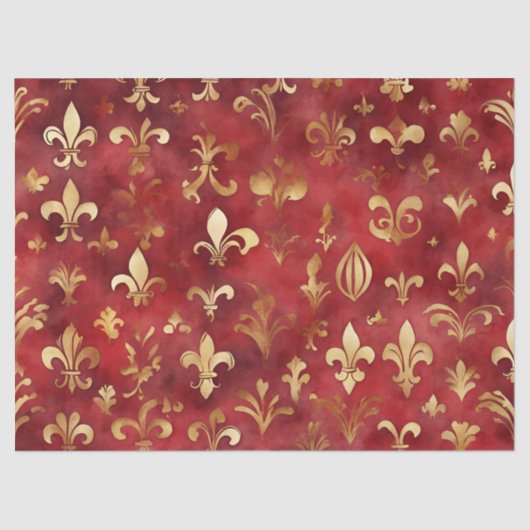 Weihnachten in Aquarellen Rotes Gold Seidenpapier (Vorderseite)