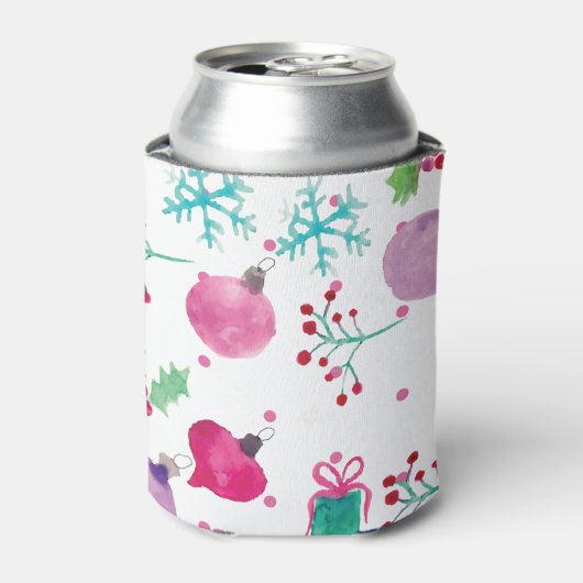 Weihnachten in Aquarellfarbe Handgemalte Muster Dosenkühler (Kanne Vorderseite)