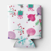 Weihnachten in Aquarellfarbe Handgemalte Muster Dosenkühler (Rückseite)