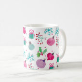 Weihnachten in Aquarellfarbe Handgemalte Muster Kaffeetasse (VorderseiteRechts)