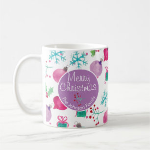 Weihnachten in Aquarellfarbe Handgemalte Muster Kaffeetasse