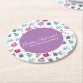 Weihnachten in Aquarellfarbe Handgemalte Muster Runder Pappuntersetzer (Angewinkelt)