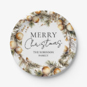 Weihnachten in Aquarellgolden Pappteller (Vorderseite)