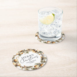 Weihnachten in Aquarellgolden Runder Pappuntersetzer