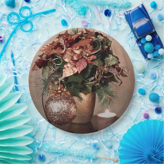 Weihnachten in Beige, Brown und Bronze Pappteller (Party)