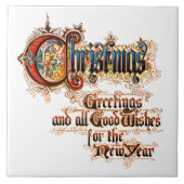 Weihnachten (in beleuchteten Buchstaben) Fliese (Vorderseite)