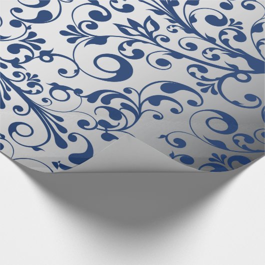 Weihnachten in Blau und Silber Geschenkpapier (Ecke)