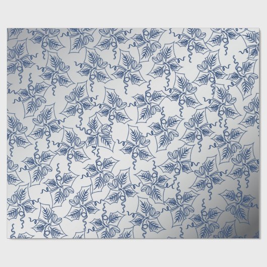 Weihnachten in Blau und Silber Geschenkpapier (Flach)