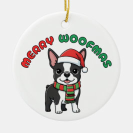 Weihnachten in Boston Terrier Ornament: Frohe Weih Keramik Ornament
