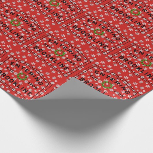 Weihnachten in Brookline Unterschreiben Geschenkpapier (Ecke)