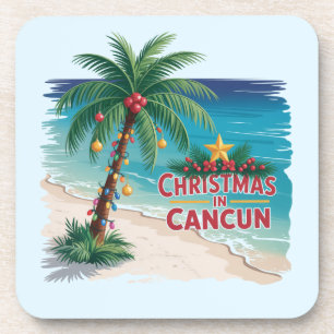 Weihnachten in Cancun Tropischer Urlaub Getränkeuntersetzer