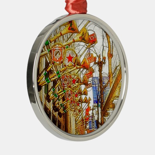 Weihnachten in Chicago Silbernes Ornament (Rechts)